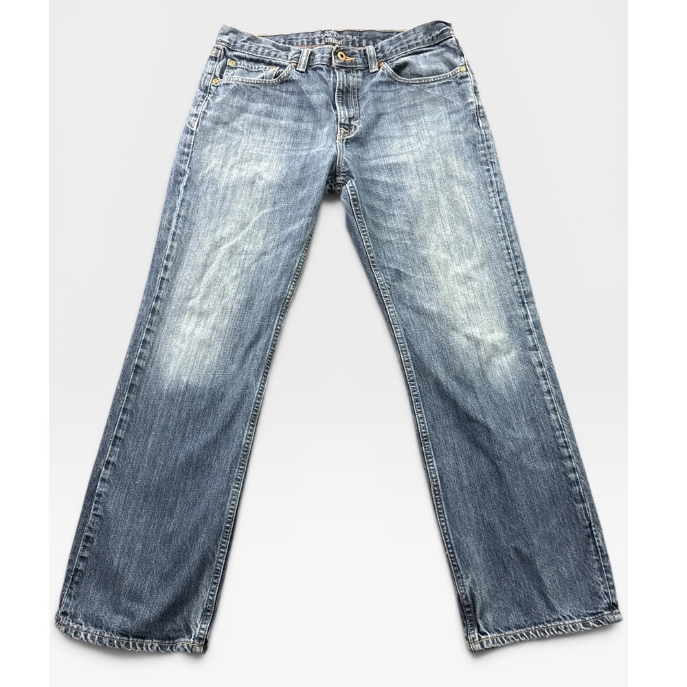 Banana Republic Straight Leg Jeans Mens 32x30 Blue Medium Wash Faded Denim